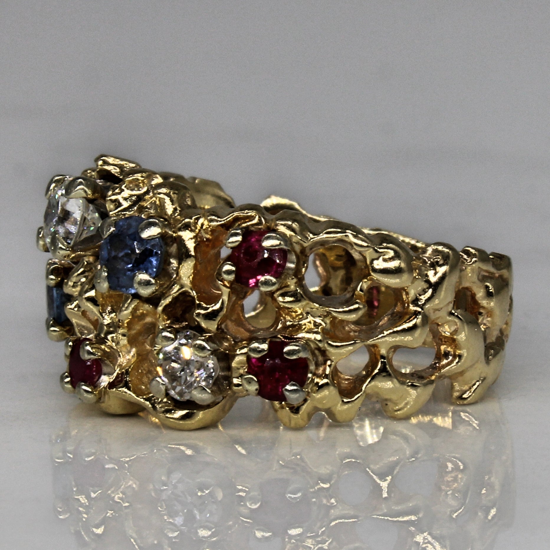 Multi Gem Abstract Ring | 0.85ctw | SZ 5.75 |