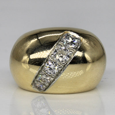 Diagonal Set Diamond Dome Ring | 0.69ctw | SZ 7 |
