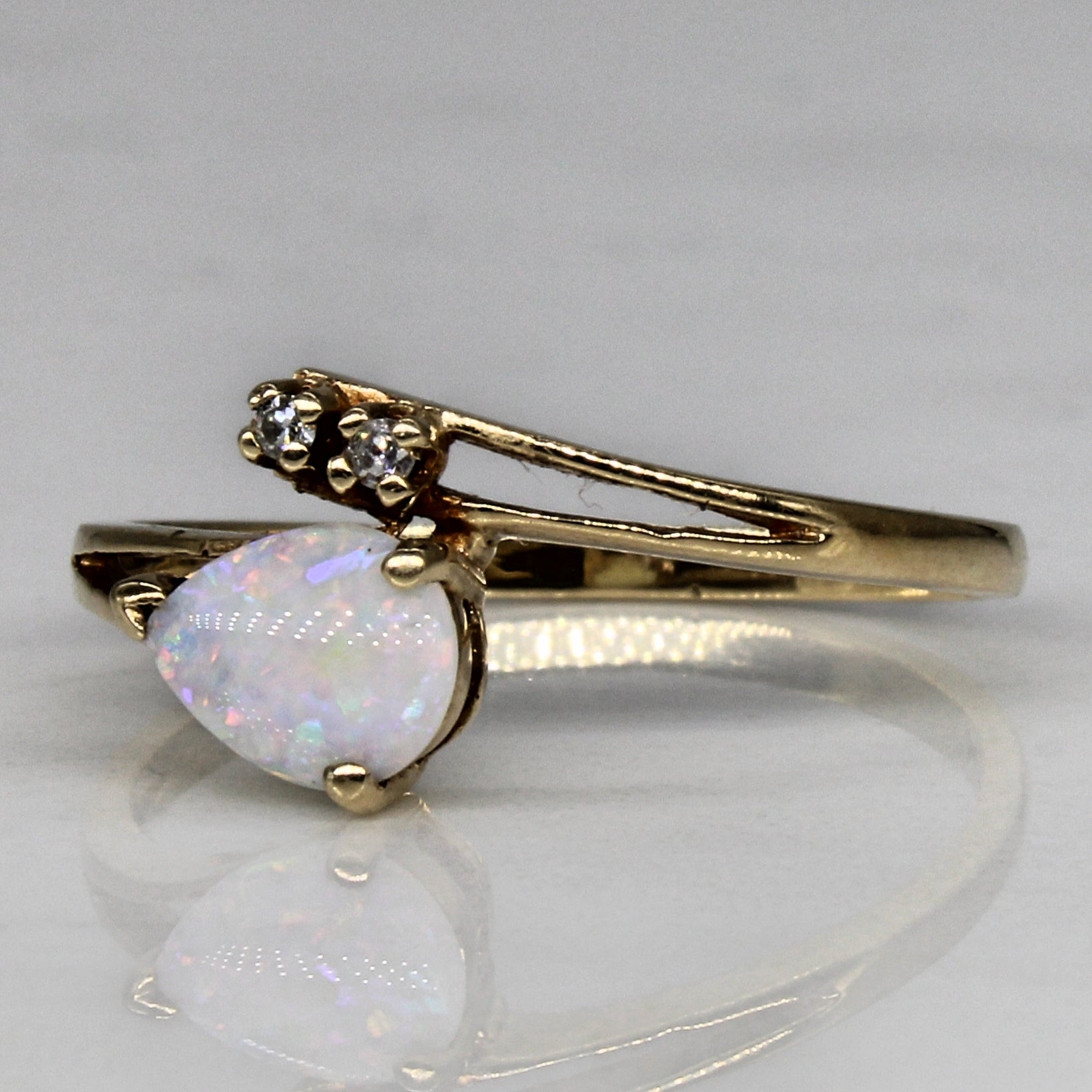Opal & Diamond Bypass Ring | 0.17ct, 0.01ctw | SZ 6.5 |