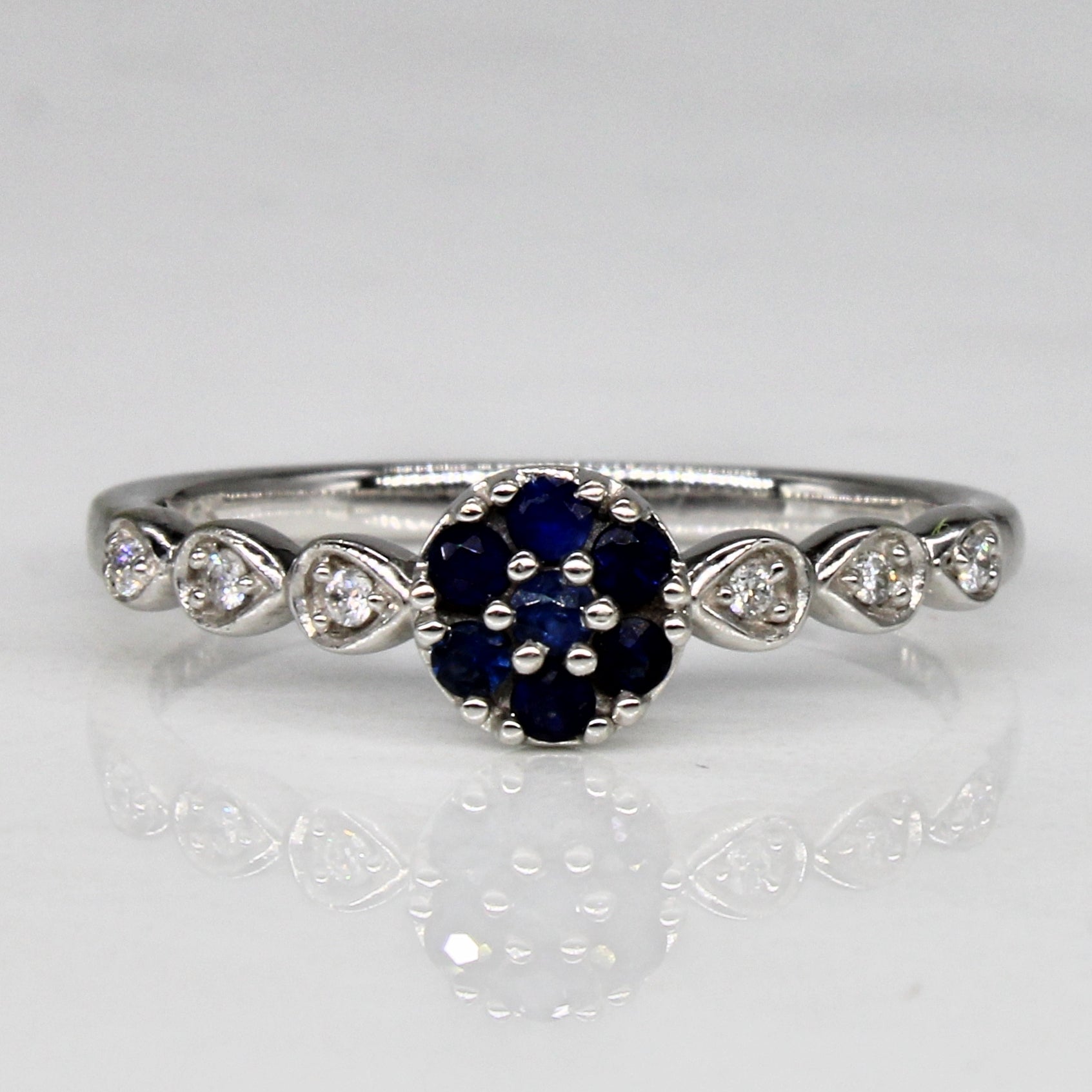 Sapphire & Diamond Floral Ring | 0.14ctw, 0.03ctw | SZ 6 |