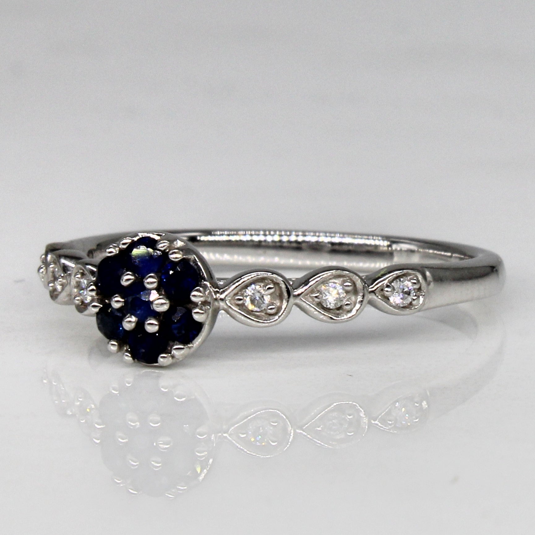 Sapphire & Diamond Floral Ring | 0.14ctw, 0.03ctw | SZ 6 |