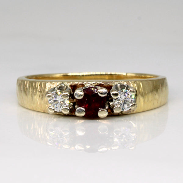 Ruby & Diamond Three Stone Ring | 0.25ct, 0.18ctw | SZ 9.25 |
