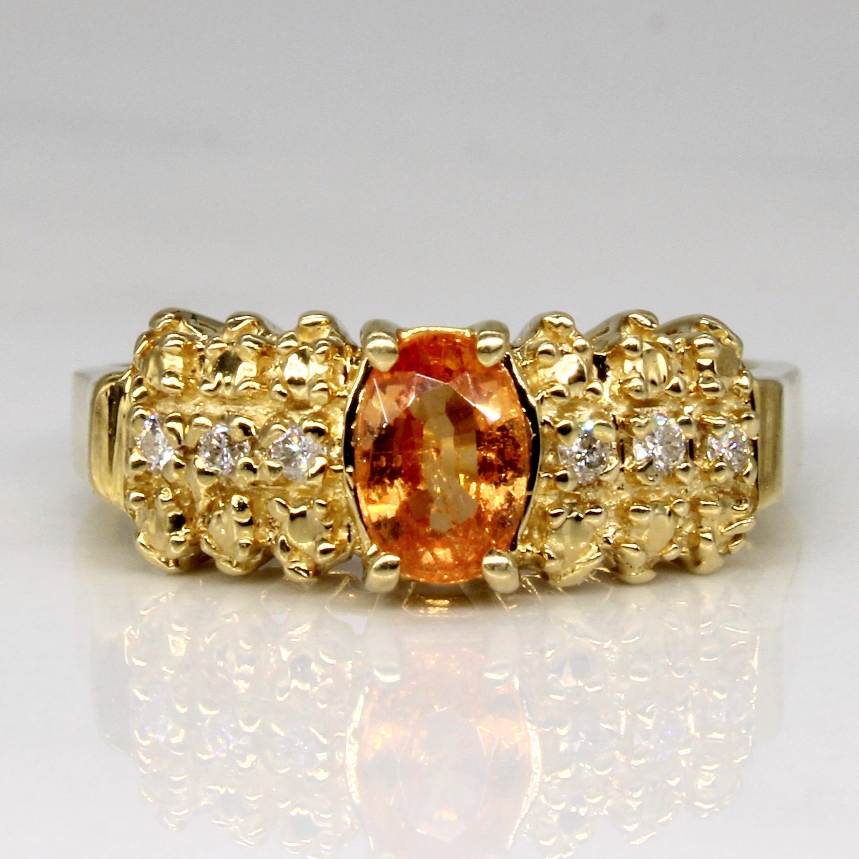 Synthetic Orange Sapphire & Diamond Ring | 0.50ct, 0.06ctw | SZ 5 |