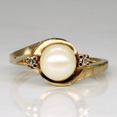 Pearl & Diamond Bypass Ring | 0.04ctw | SZ 6.25 |
