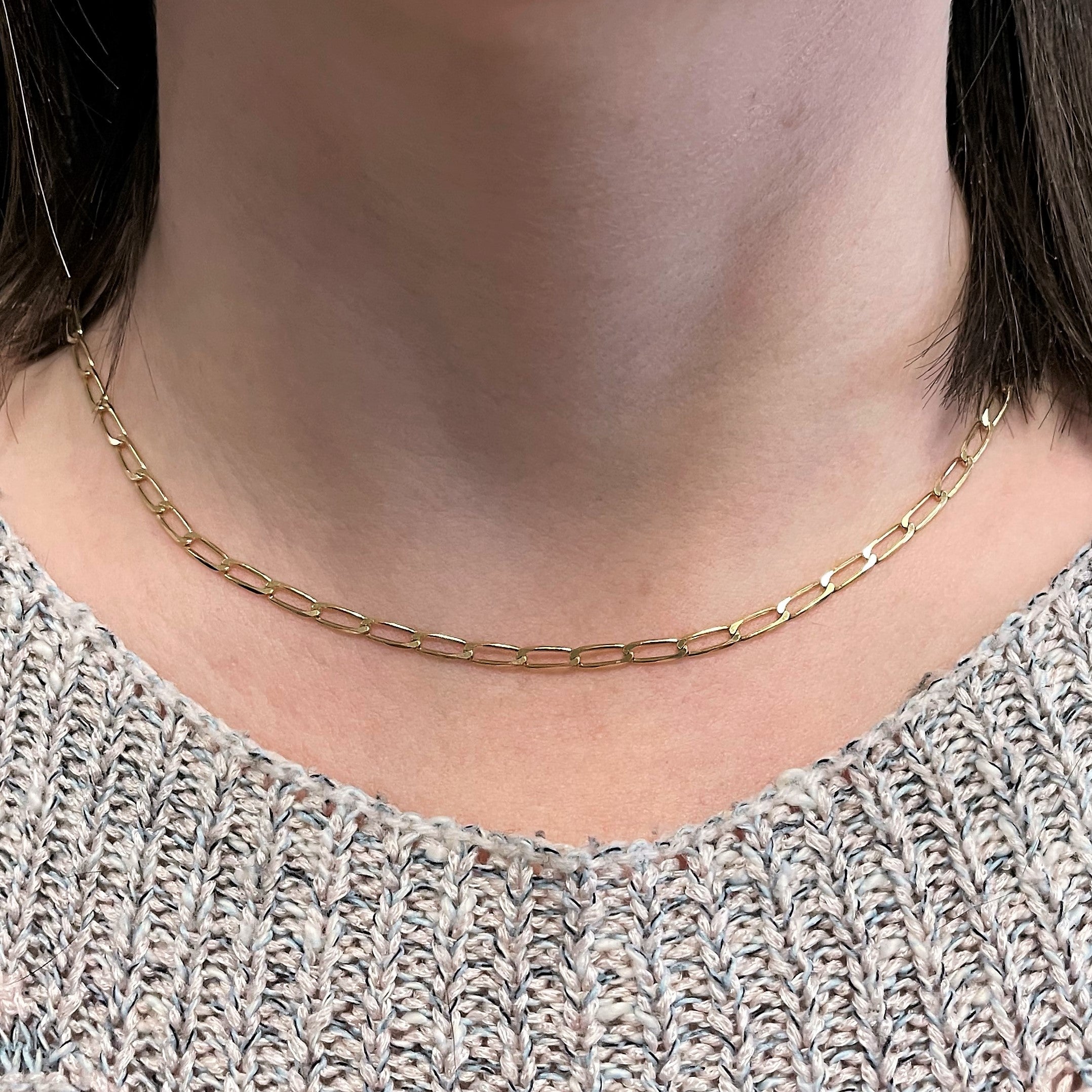 18k Yellow Gold Elongated Cable Chain | 18" |