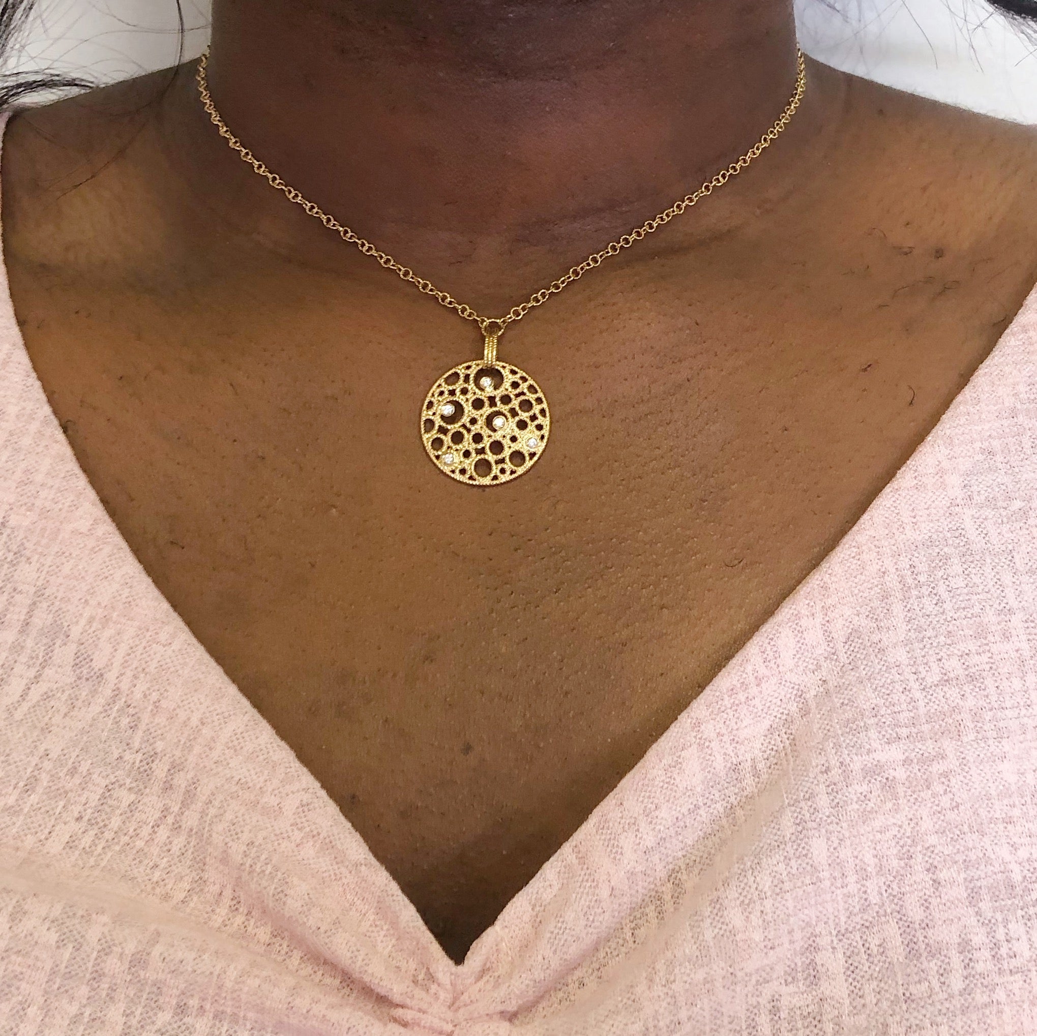 Roberto Coin' Diamond Filigree Necklace | 0.10ctw, 0.02ct, | 16" |