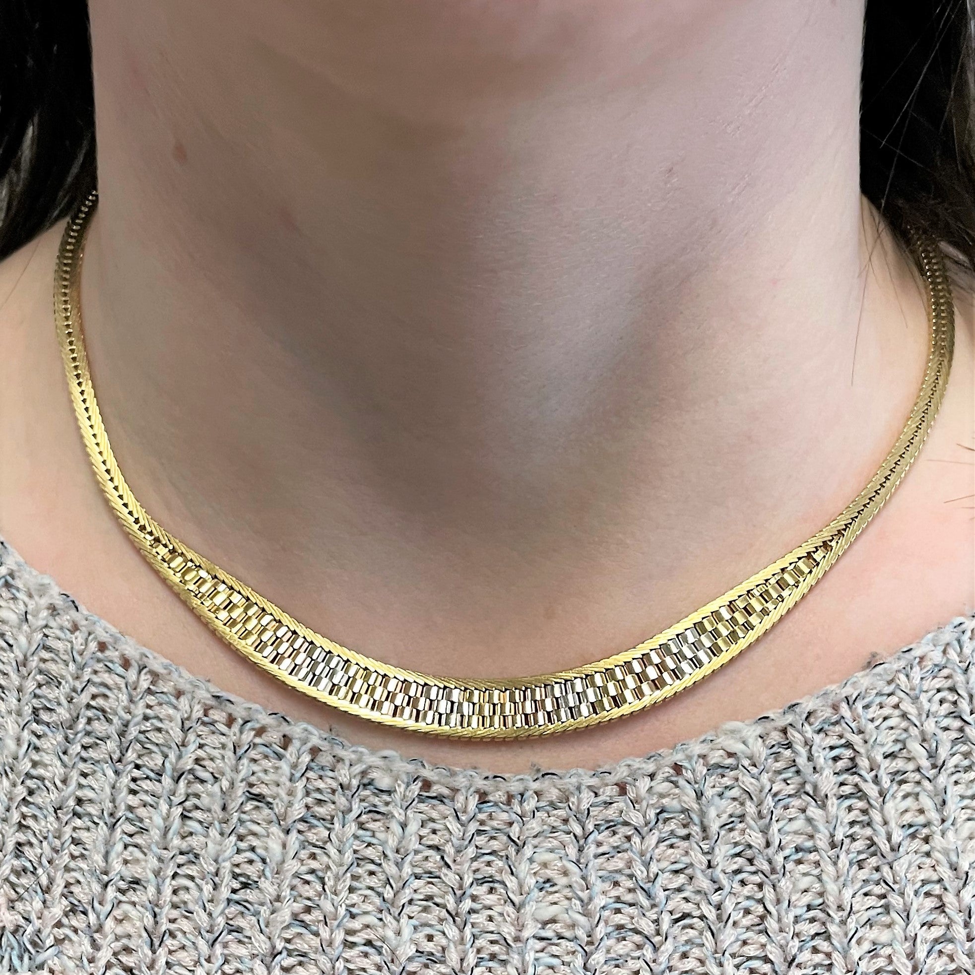 Tri Tone Gold Necklace & Bracelet Set |