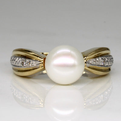 Pearl & Diamond Tapered Ring | 0.02ctw | SZ 9.25 |