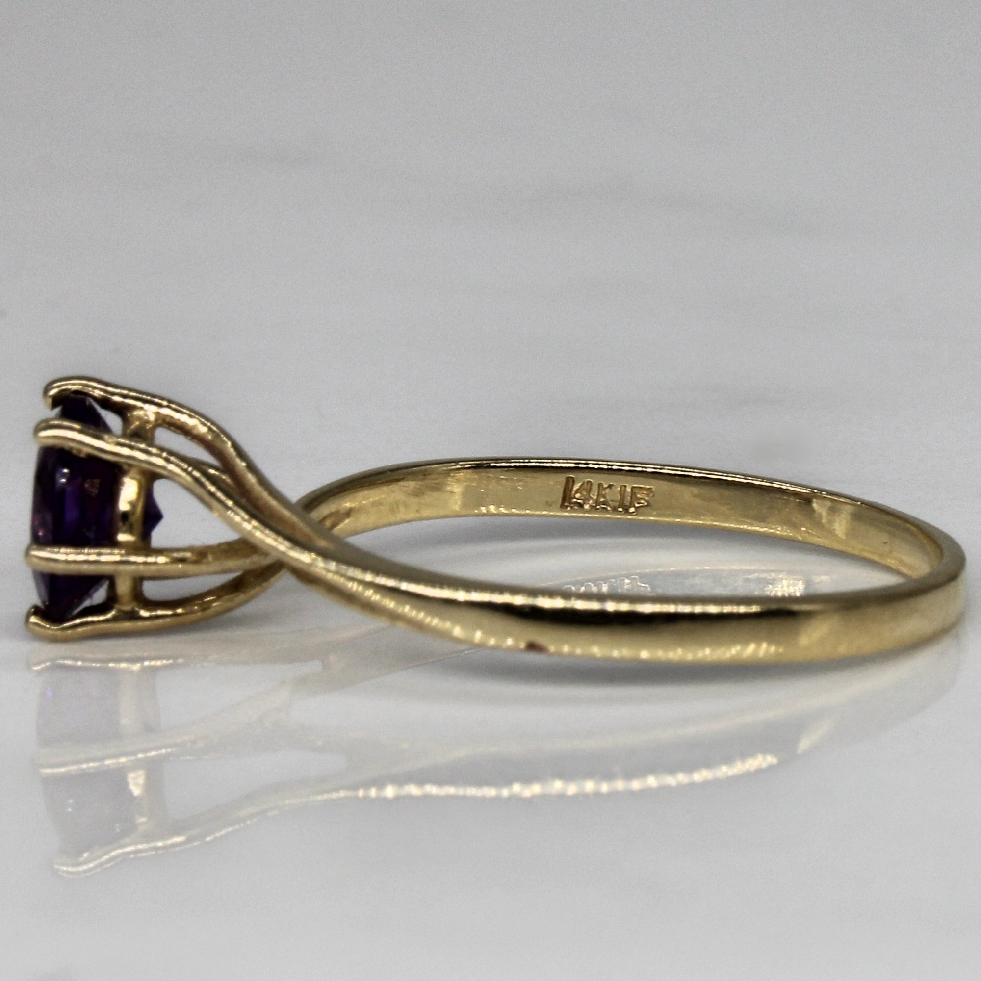 Amethyst Twist Bypass Solitaire Ring | 0.50ct | SZ 6 |