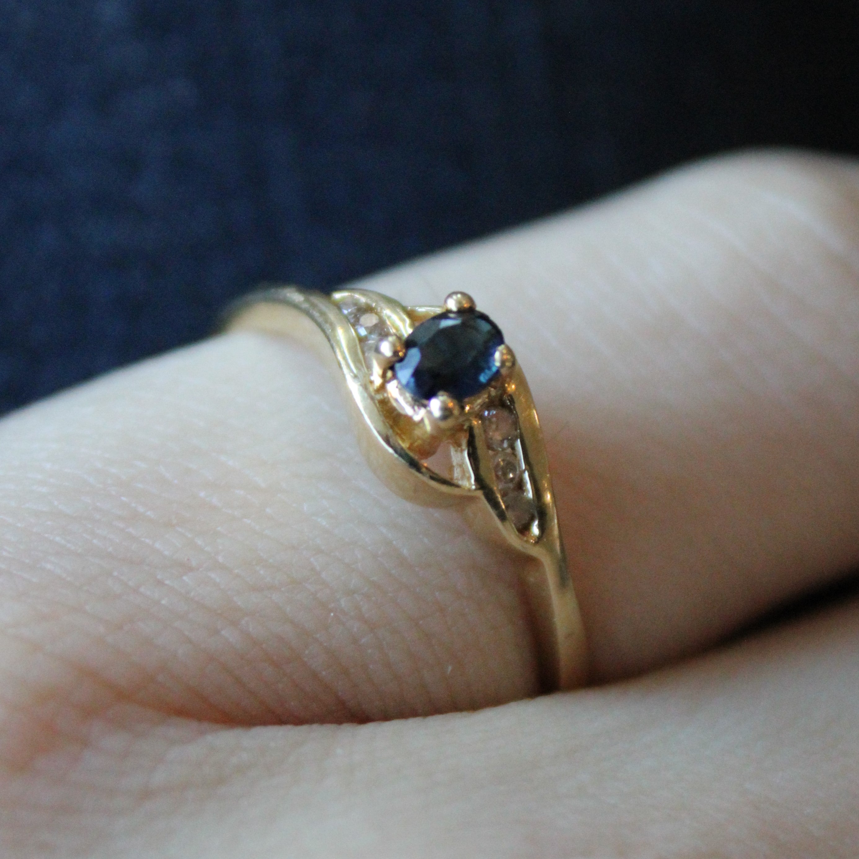 Sapphire & Diamond Bypass Ring | 0.22ct, 0.05ctw | SZ 7 |