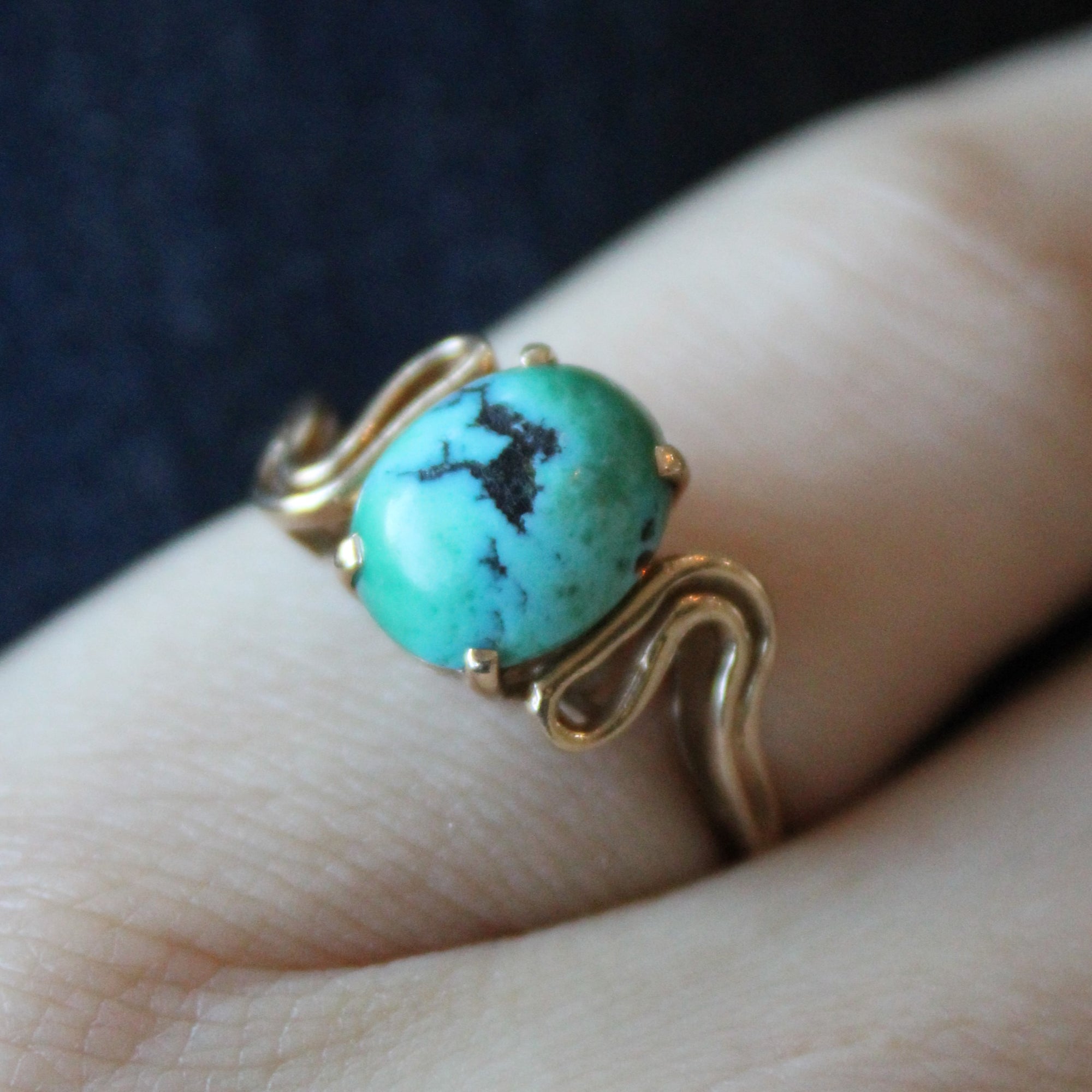 Turquoise Cabochon Bypass Ring | 2.10ct | SZ 6 |