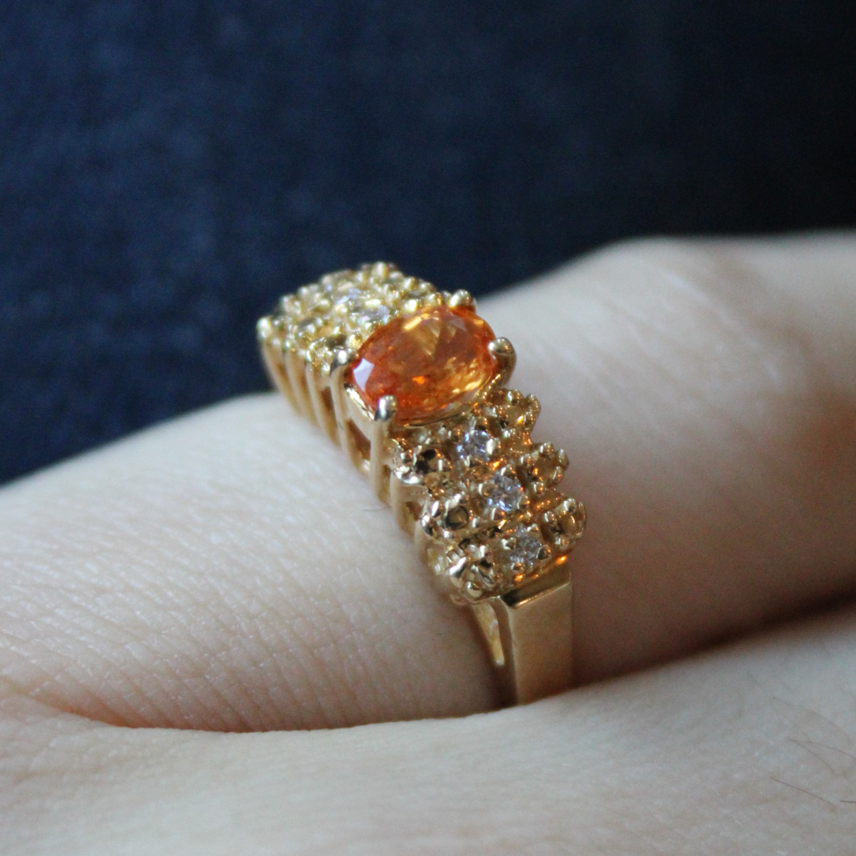 Synthetic Orange Sapphire & Diamond Ring | 0.50ct, 0.06ctw | SZ 5 |