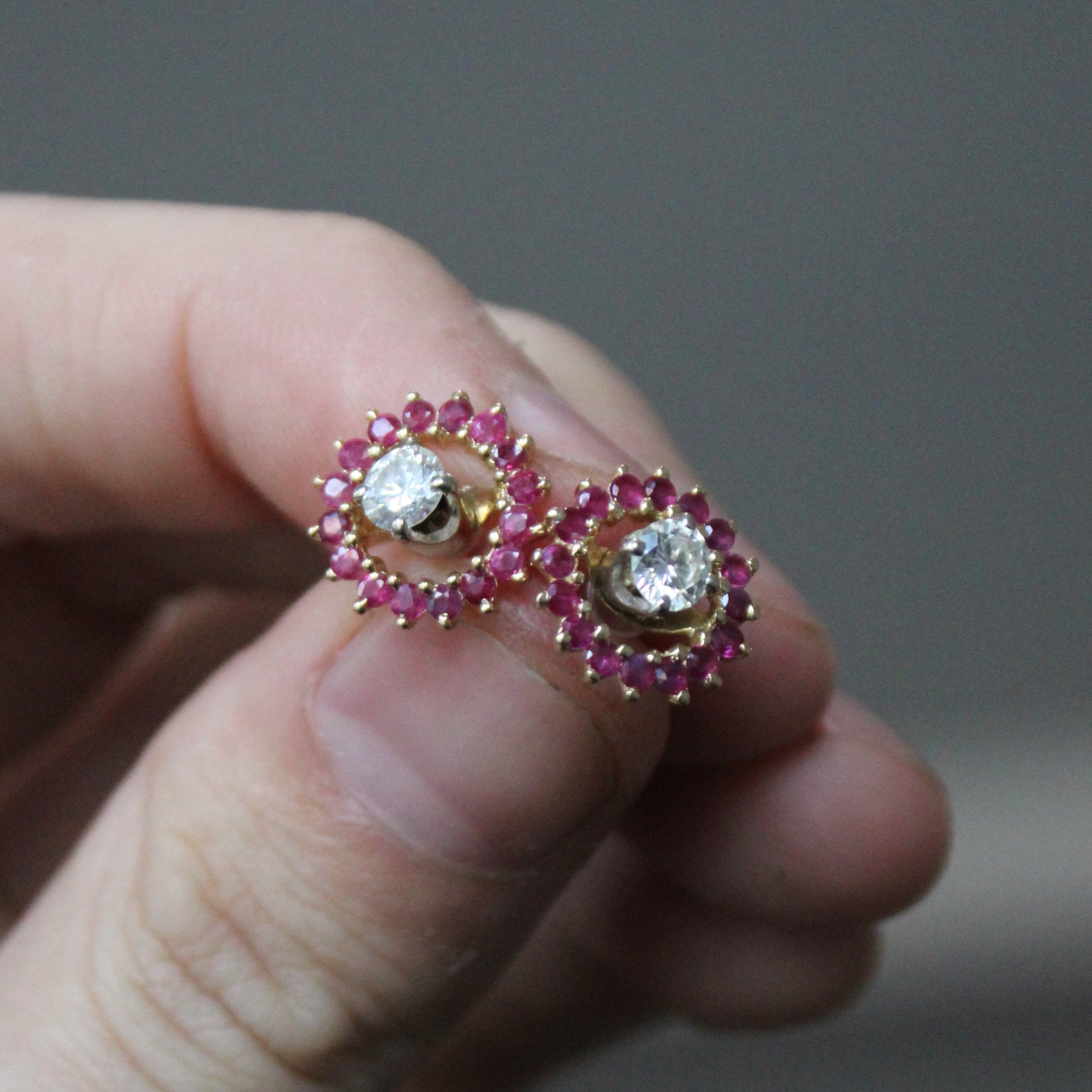 Ruby Jacket & Diamond Stud Earrings | 0.64ctw, 0.60ctw |