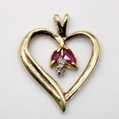 Ruby & Diamond Heart Pendant | 0.10ctw, 0.01ctw |