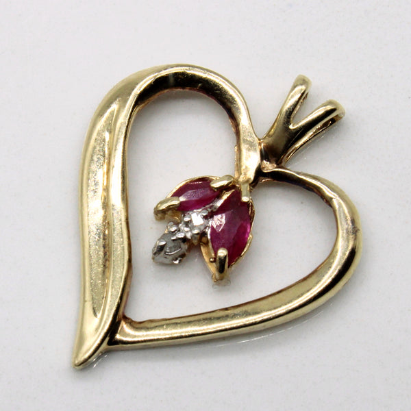 Ruby & Diamond Heart Pendant | 0.10ctw, 0.01ctw |