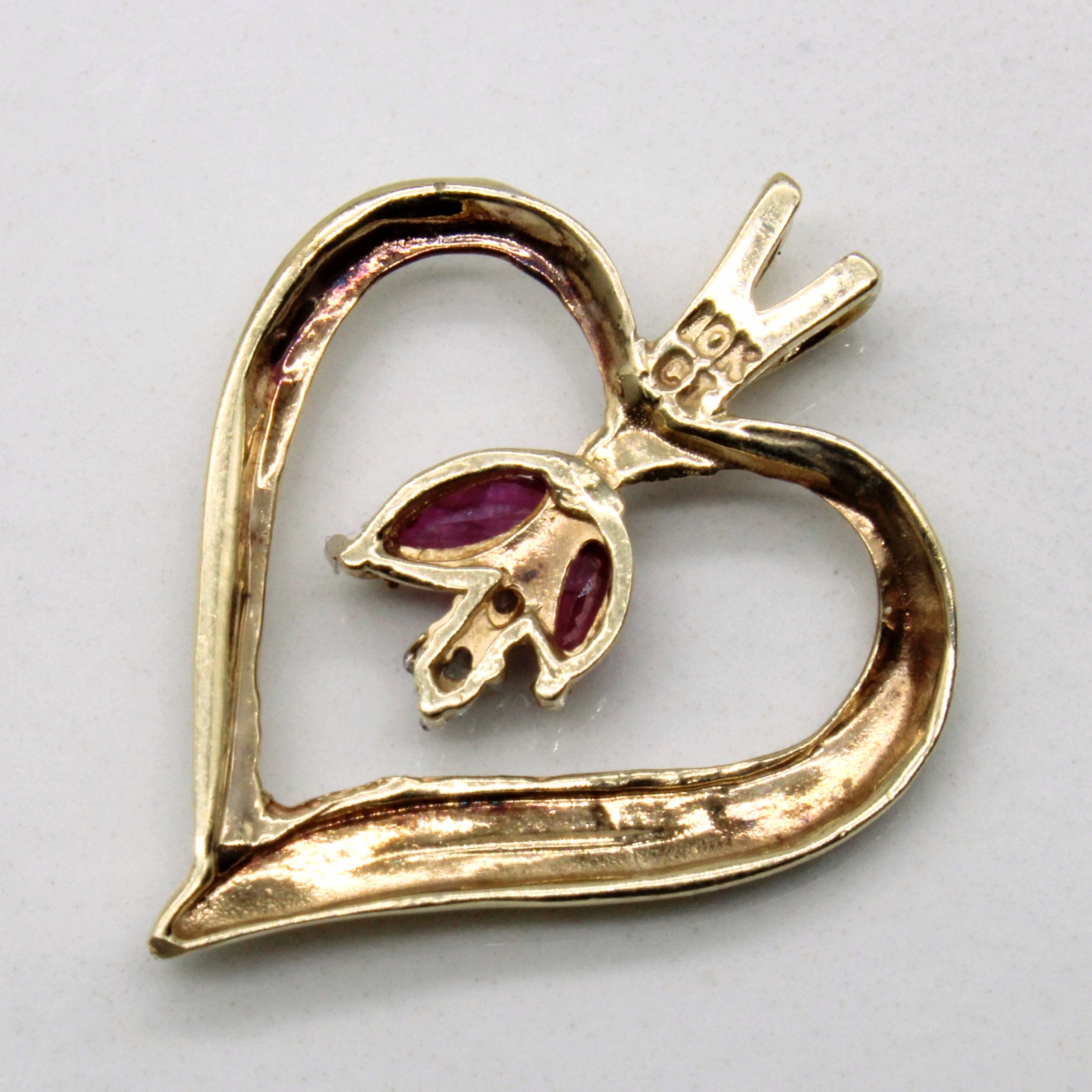 Ruby & Diamond Heart Pendant | 0.10ctw, 0.01ctw |