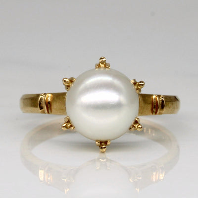 Claw Set Pearl Solitaire Ring | SZ 6.5 |
