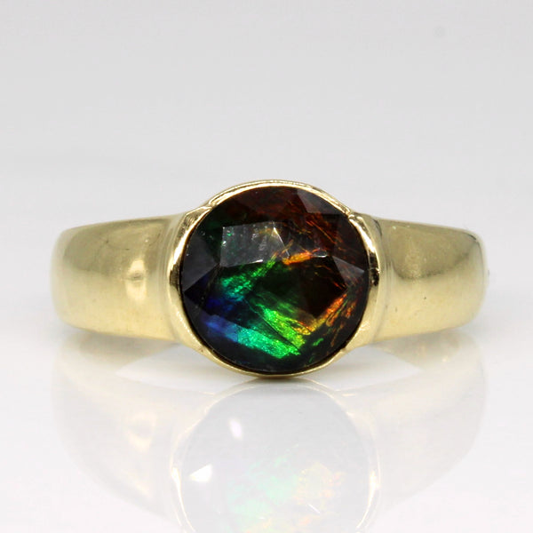 Faceted Ammolite Solitaire Ring | 1.80ct | SZ 6.75 |