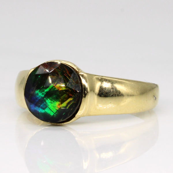 Faceted Ammolite Solitaire Ring | 1.80ct | SZ 6.75 |