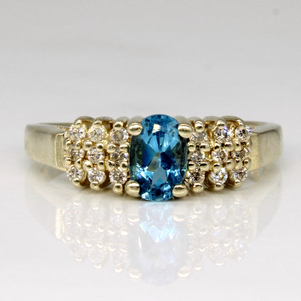 Blue Topaz & Diamond Engagement Ring | 0.48ct, 0.09ctw | SZ 6.25 |