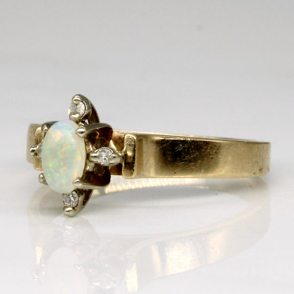 Opal & Diamond High Set Ring | 0.14ct, 0.02ctw | SZ 6 |