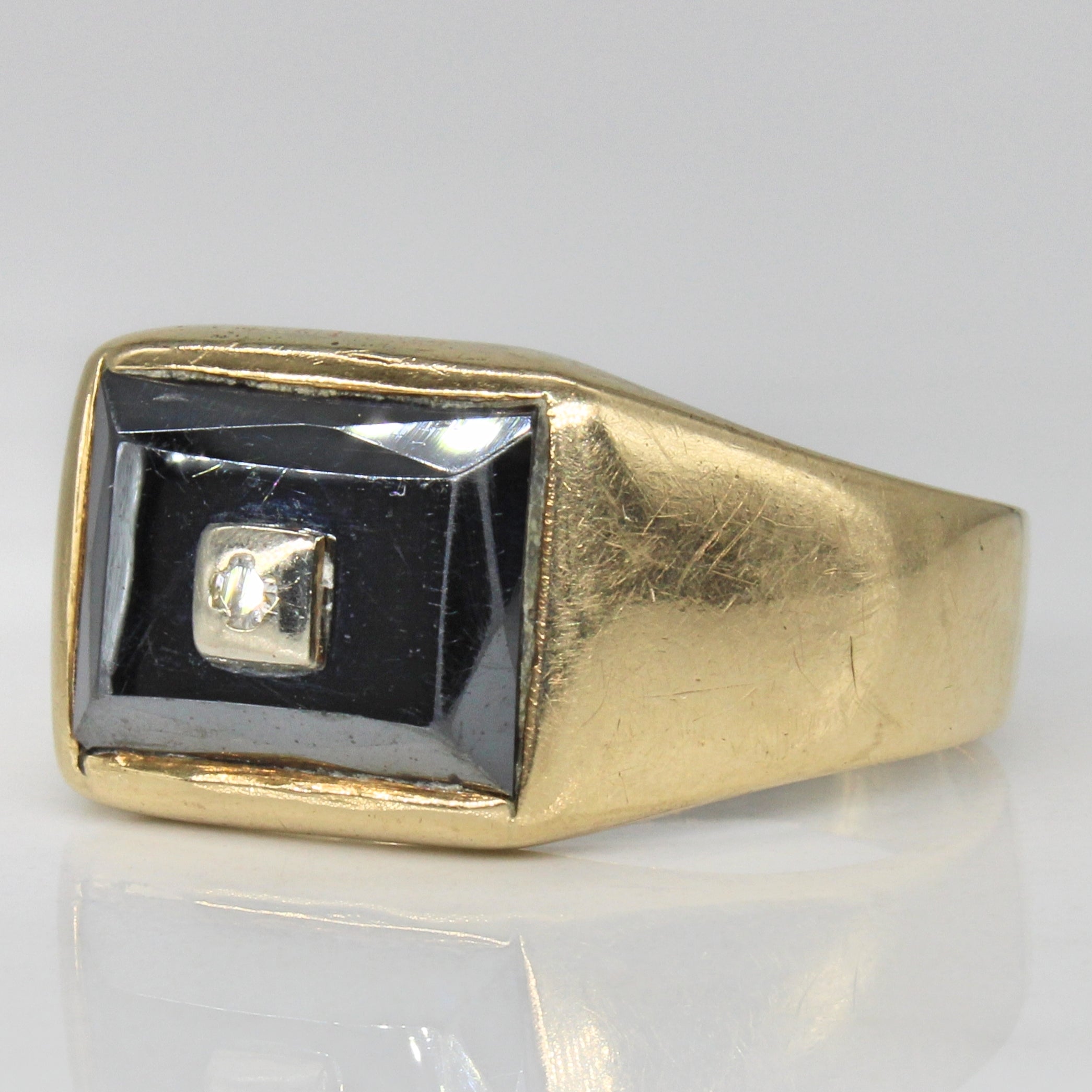 Square Hematite & Diamond Ring | 7.00ct, 0.03ct | SZ 12.5 |