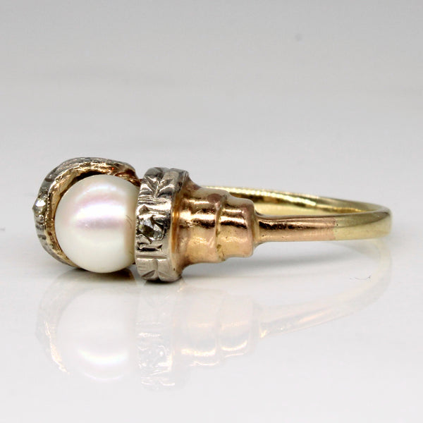 1930s Pearl & Diamond Ring | 0.01ctw | SZ 6.5 |