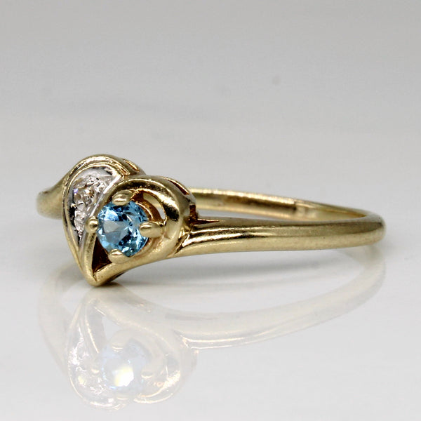Blue Topaz & Diamond Heart Ring | 0.10ct, 0.01ct | SZ 8.5 |