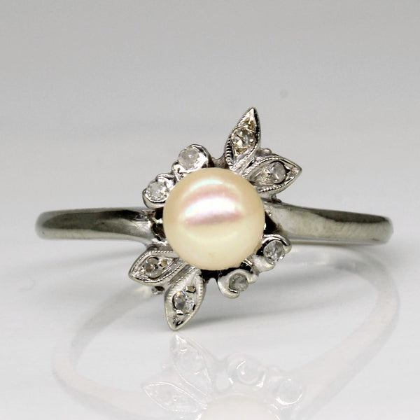 Pearl & Diamond Ring | 0.04ctw | SZ 8.5 |