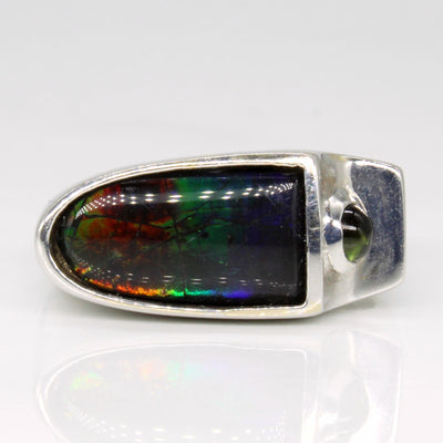 Ammolite Bullet & Tourmaline Ring | 1.75ct, 0.11ct | SZ 6.25 |