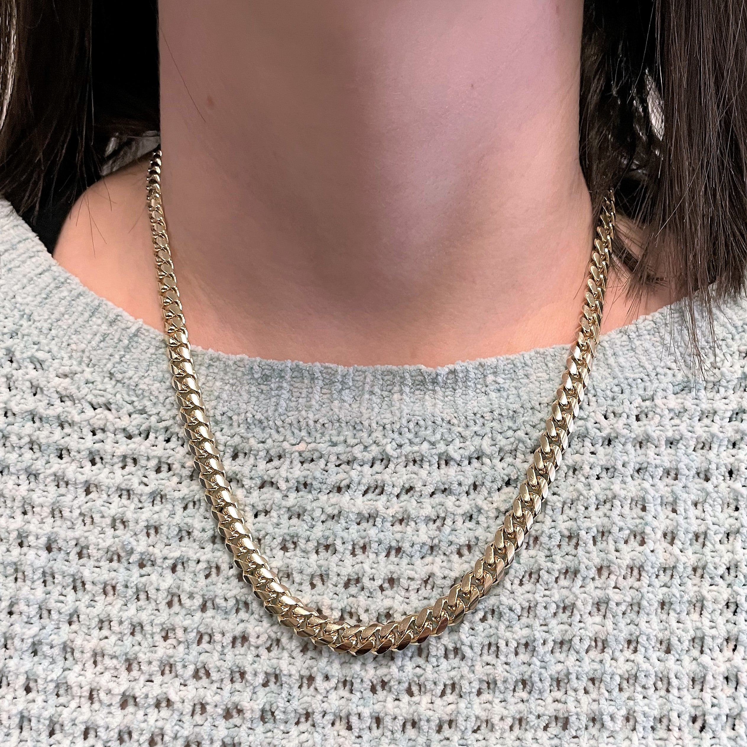Chaîne cubaine en or jaune 14 carats | 20 pouces | 