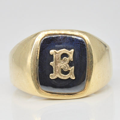 Initial 'E' Hematite Signet Ring | 5.20ct | SZ 13.5 |