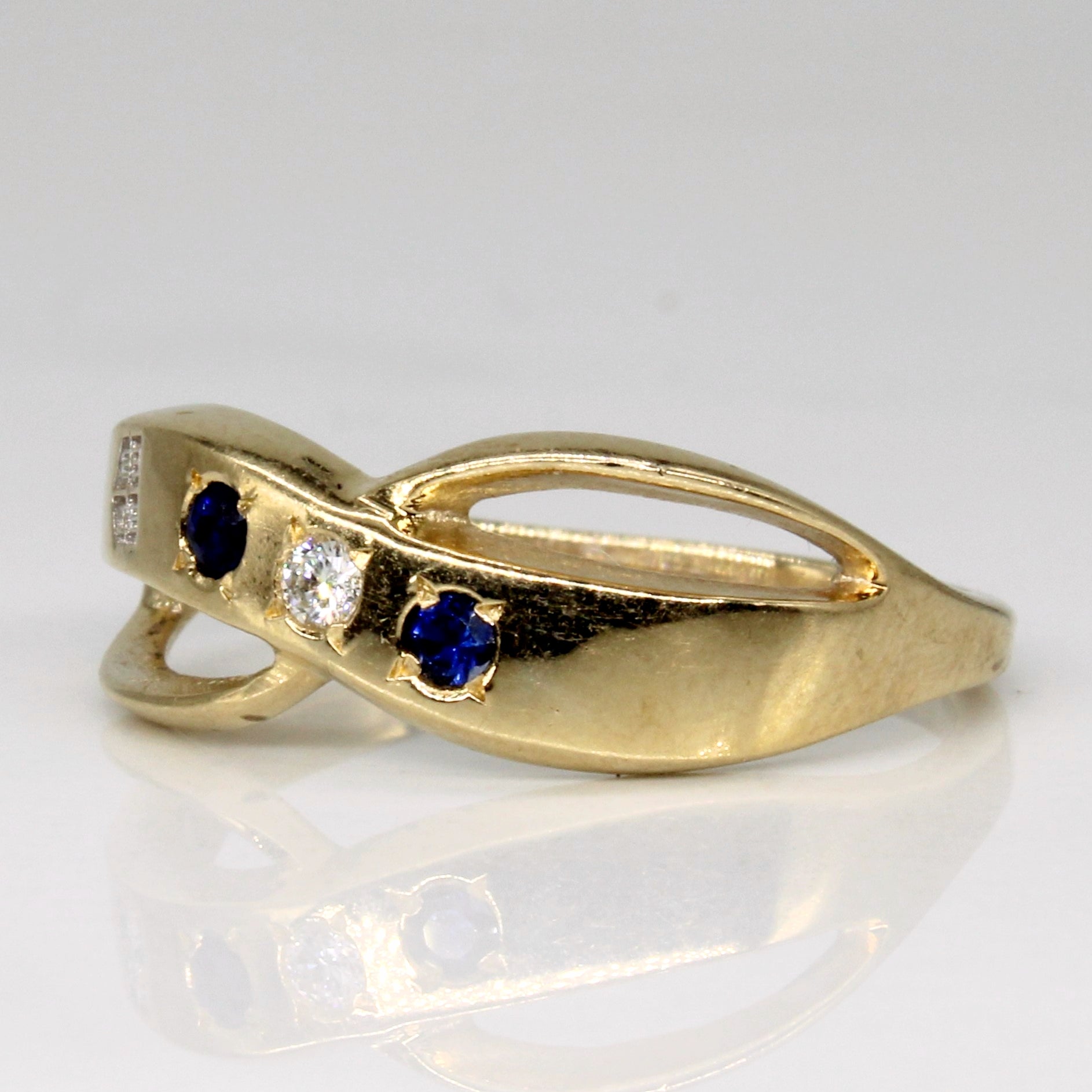 Sapphire & Diamond Bypass Ring | 0.06ctw, 0.03ct | SZ 7.75 |
