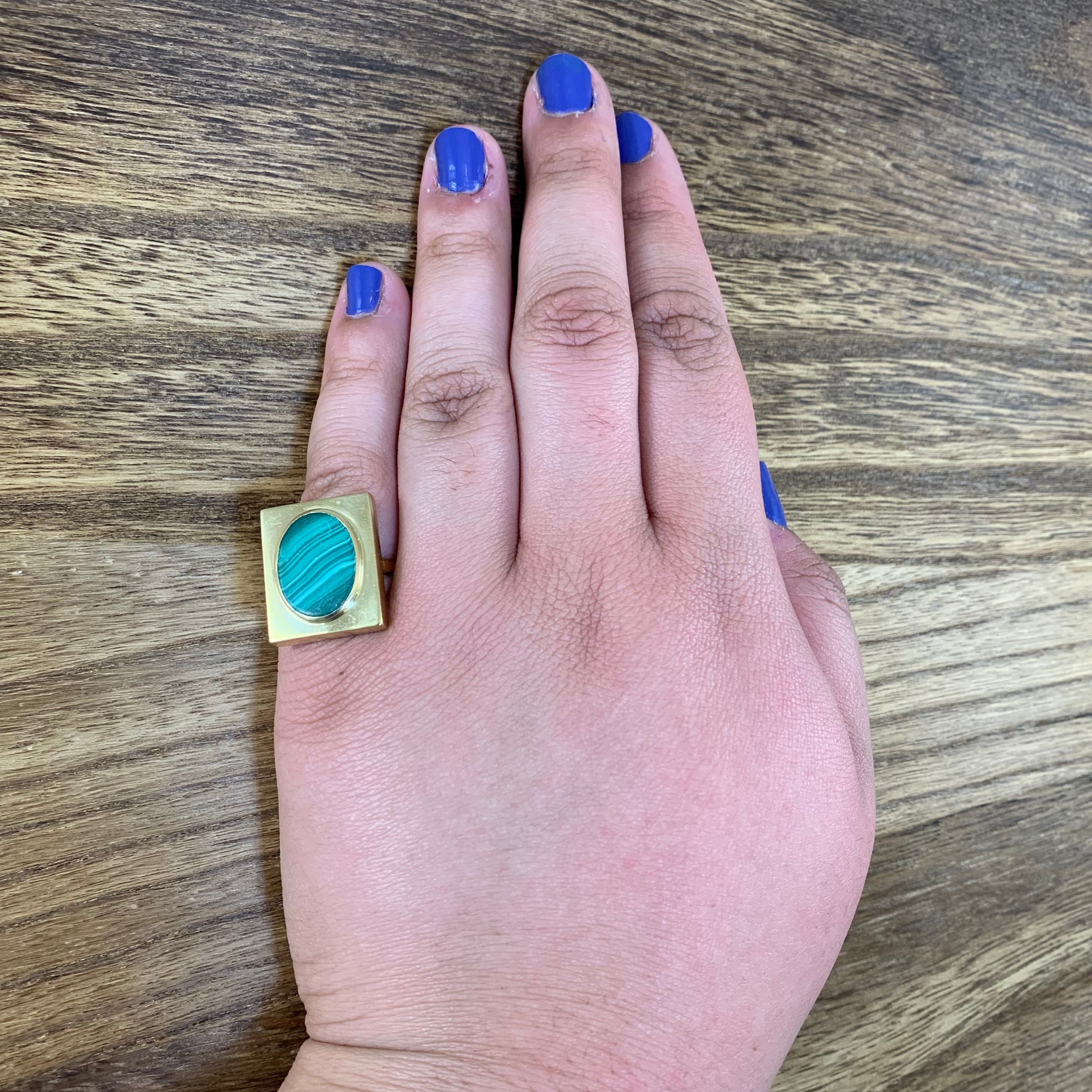 Framed Malachite Cocktail Ring | 5.00ct | 5.75 |