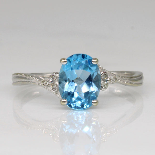 Blue Topaz & Diamond Bypass Ring | 1.21ct, 0.03ctw | SZ 7.25 |