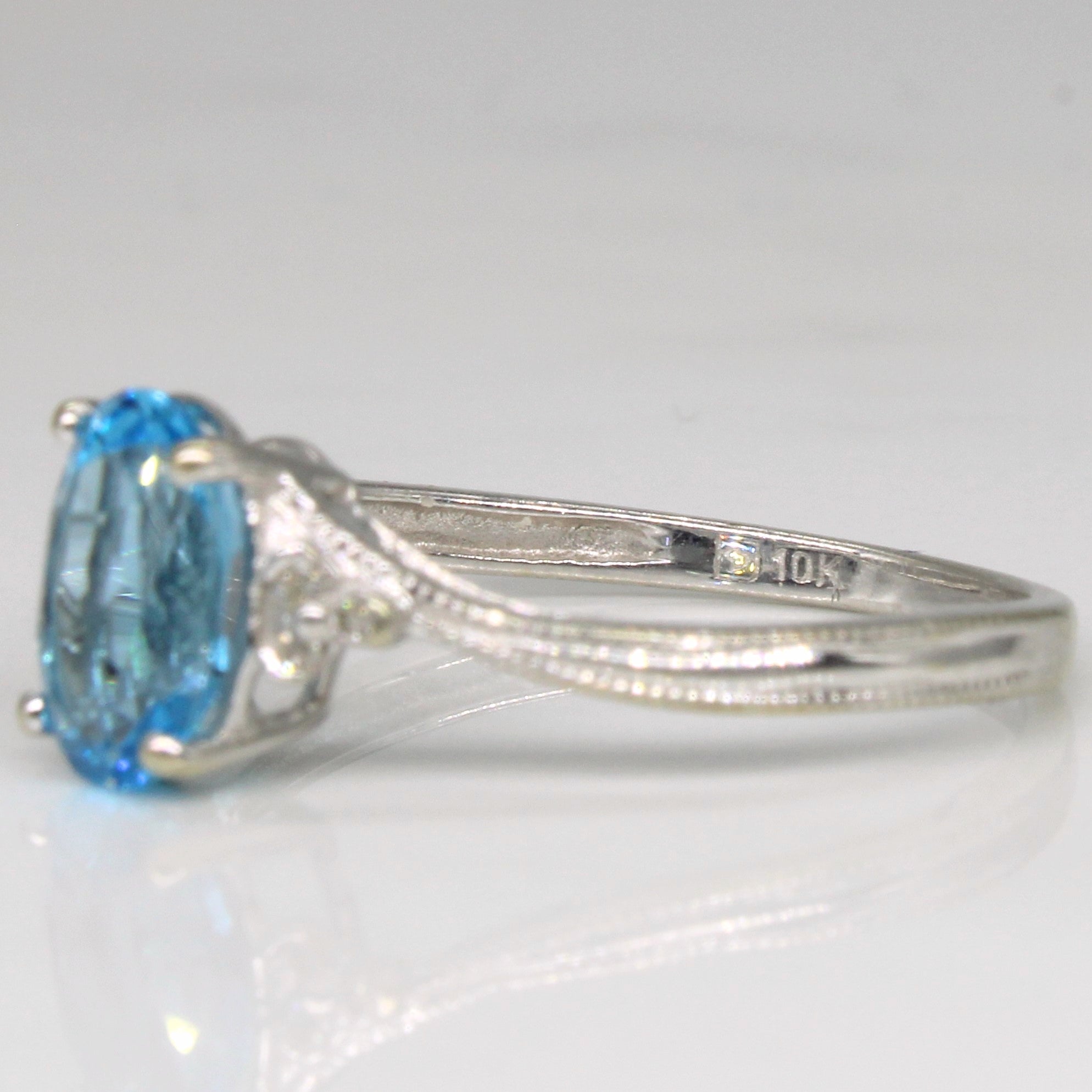 Blue Topaz & Diamond Bypass Ring | 1.21ct, 0.03ctw | SZ 7.25 |