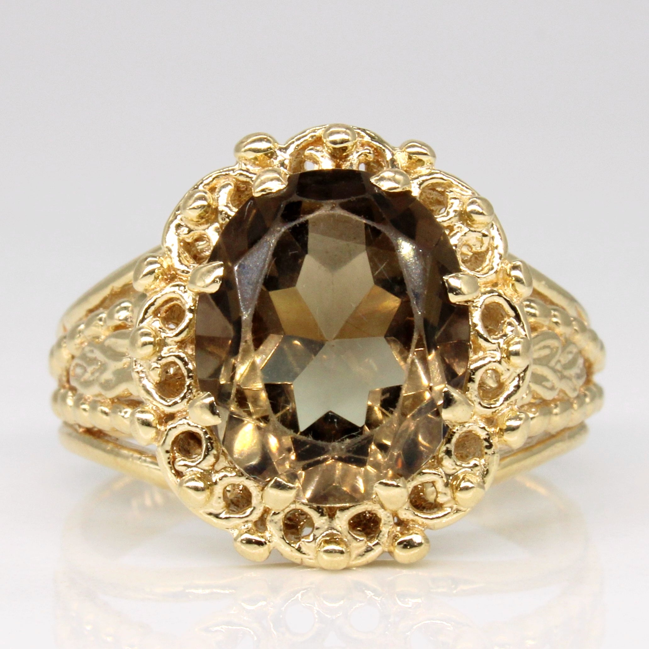 Smoky Quartz Cocktail Ring | 4.36ct | SZ 9.75 |
