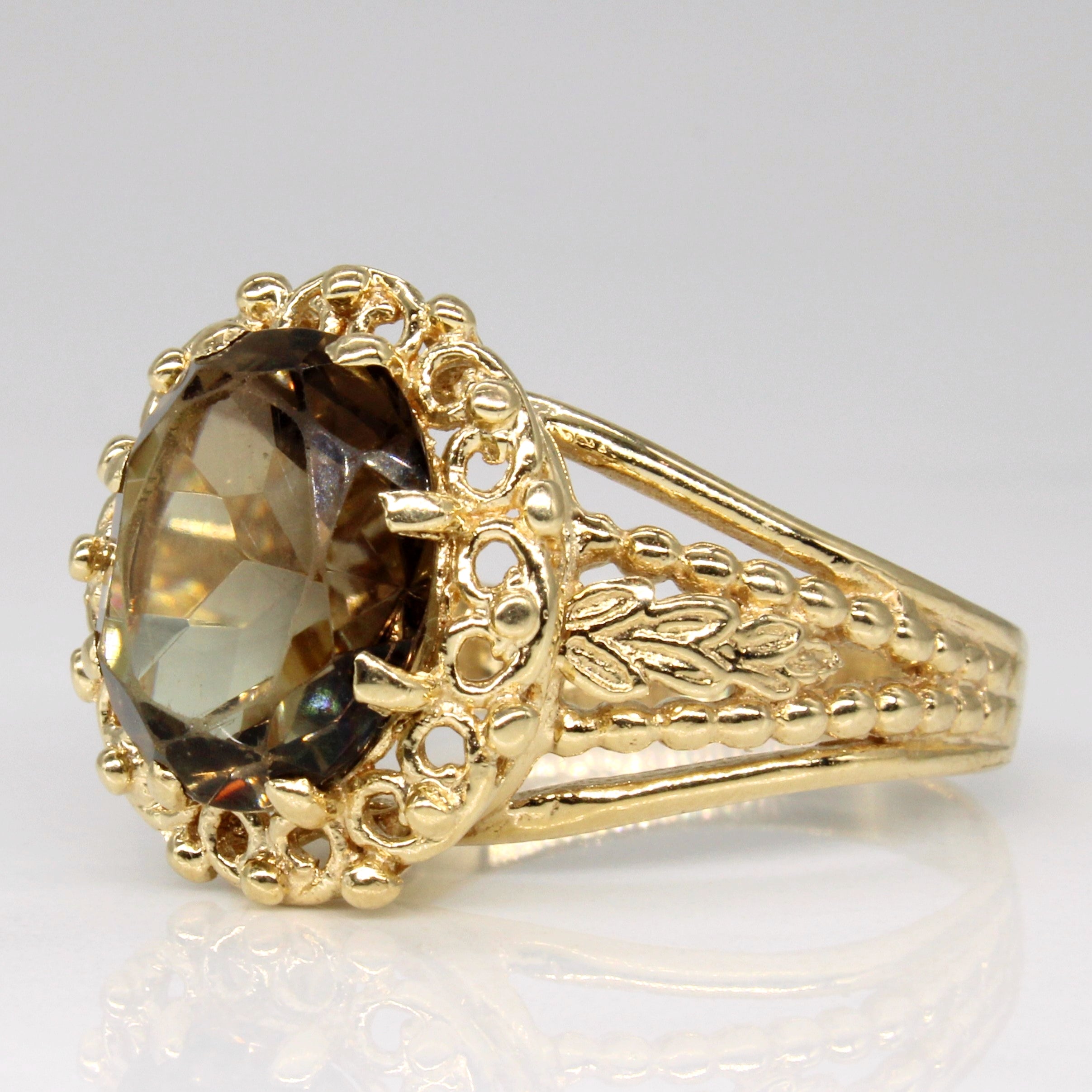 Smoky Quartz Cocktail Ring | 4.36ct | SZ 9.75 |