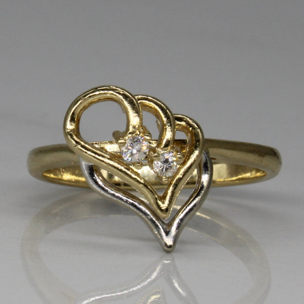 Two Tone Triple Heart Diamond Ring | 0.05ctw | SZ 5.5 |