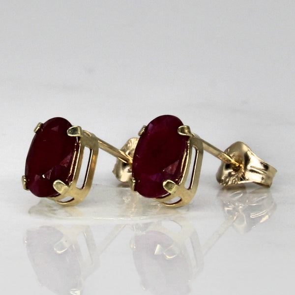 Synthetic Ruby Stud Earrings | 0.80ctw |