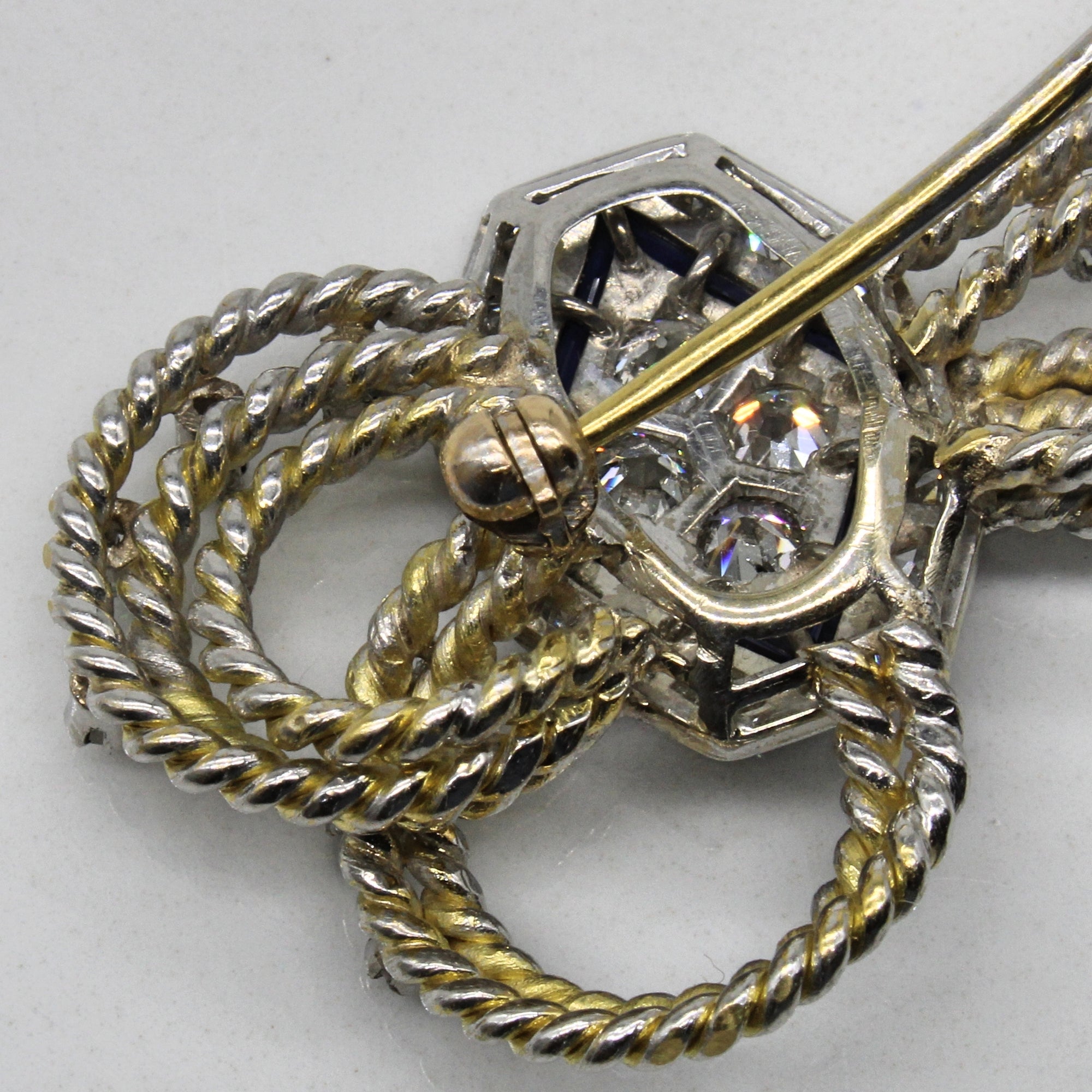 Refabricated Art Deco Diamond & Sapphire Brooch | 1.00ctw, 0.07ctw |