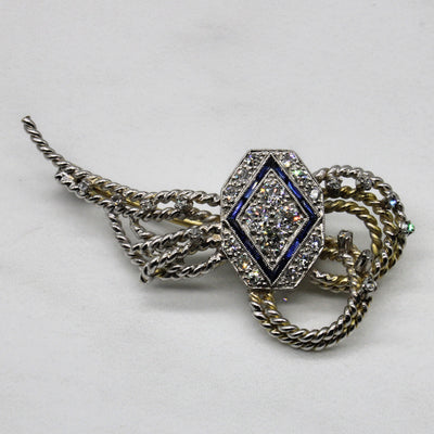 Refabricated Art Deco Diamond & Sapphire Brooch | 1.00ctw, 0.07ctw |