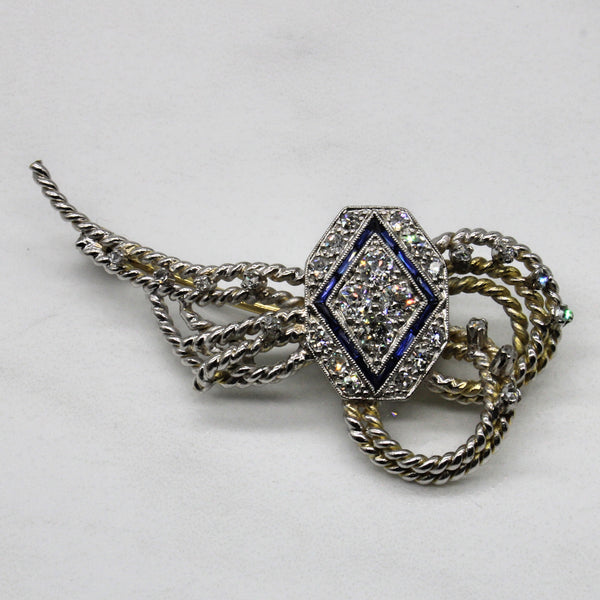 Refabricated Art Deco Diamond & Sapphire Brooch | 1.00ctw, 0.07ctw |