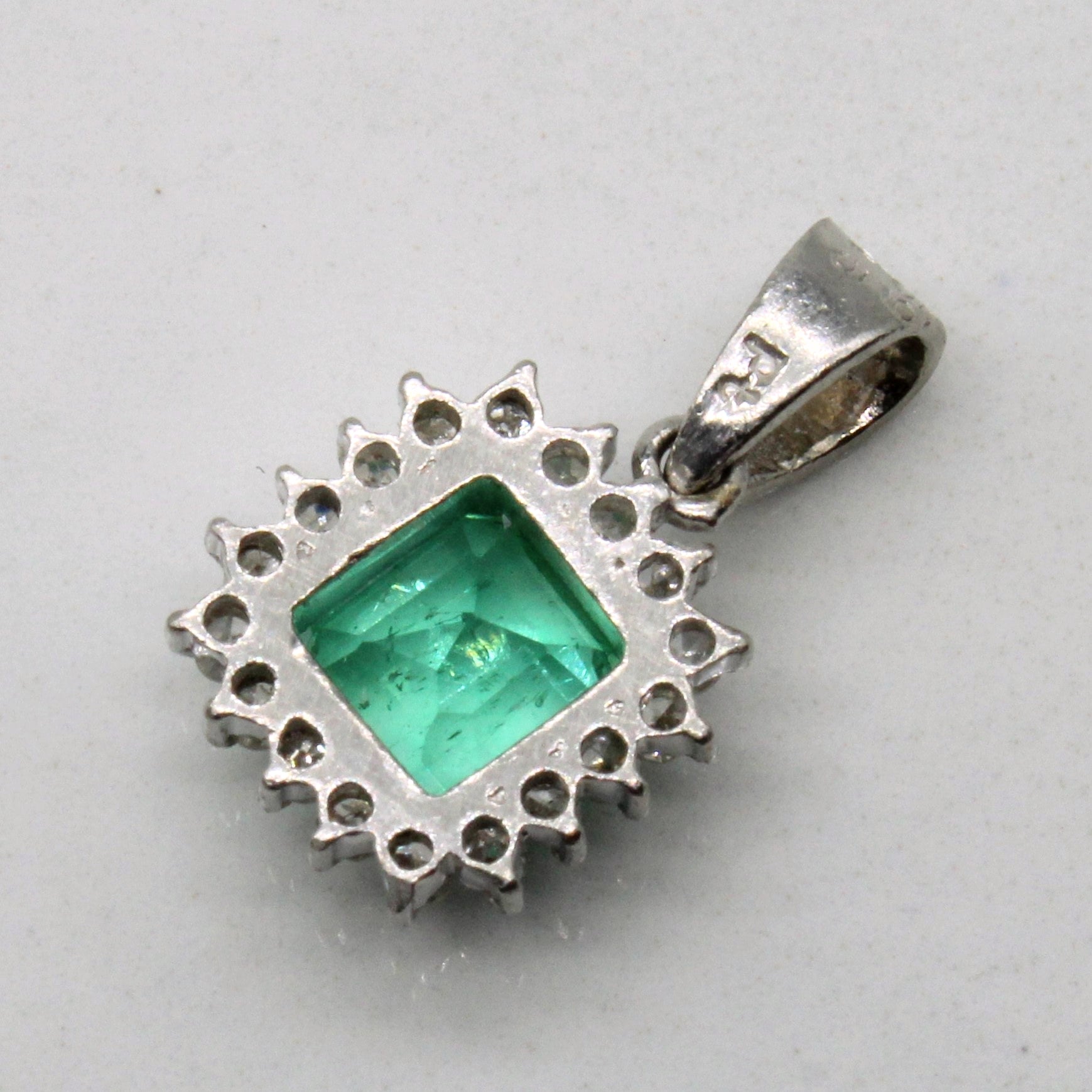 Platinum Emerald & Diamond Pendant | 0.59ct, 0.15ctw |