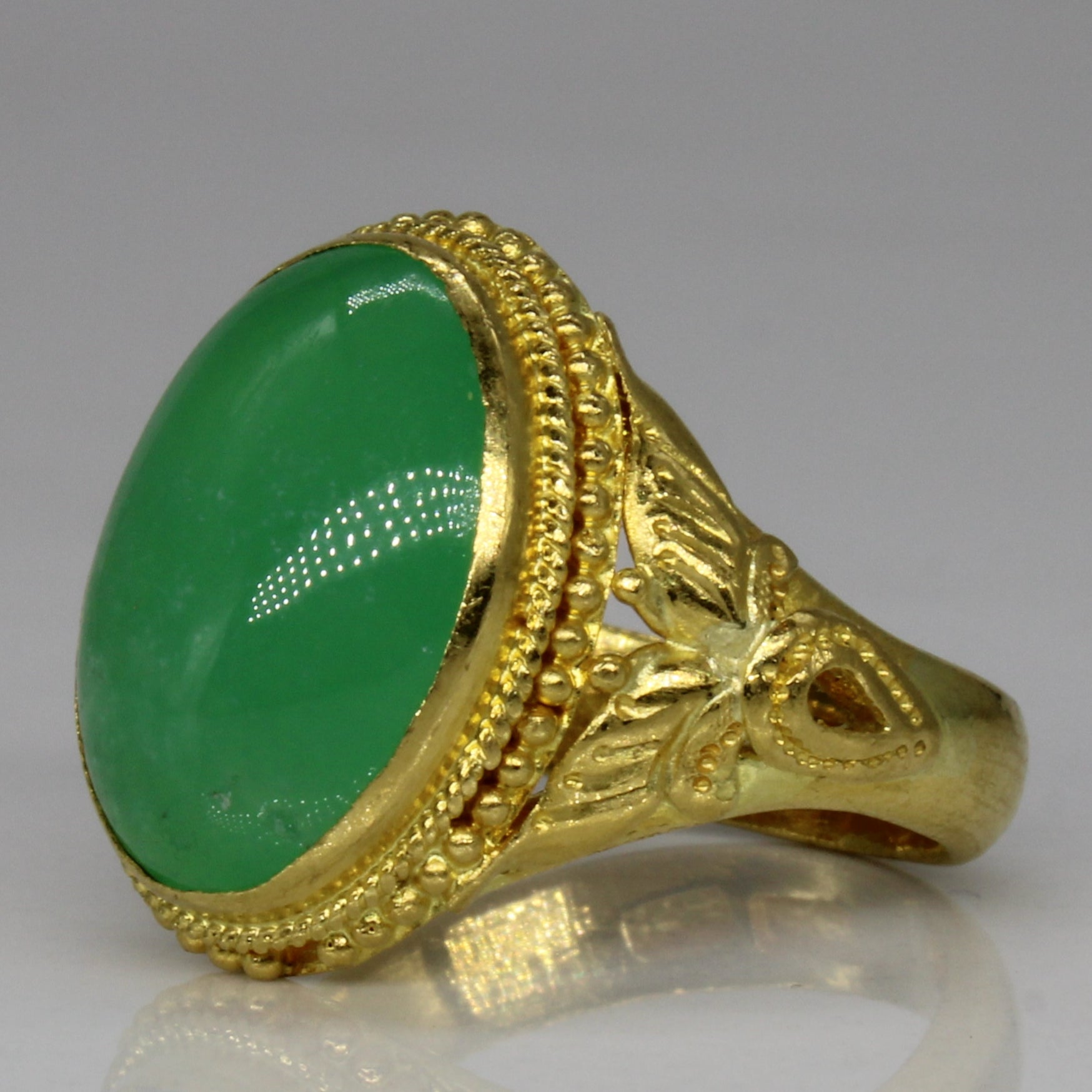 Jadeite Cocktail 23k Ring | 3.85ct | SZ 6 |
