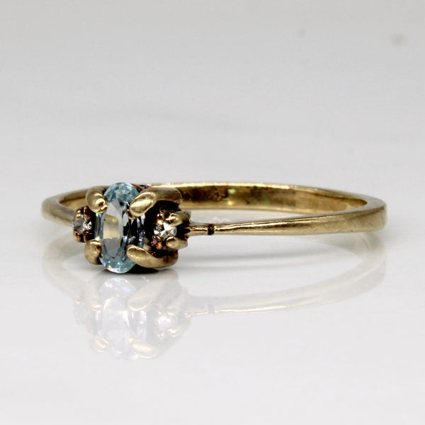 Petite Blue Topaz & Diamond Ring | 0.16ct, 0.02ctw | SZ 7 |