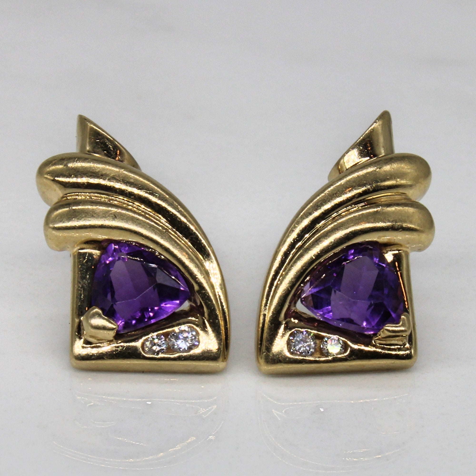 Amethyst & Diamond Earrings | 1.00ctw, 0.06ctw |