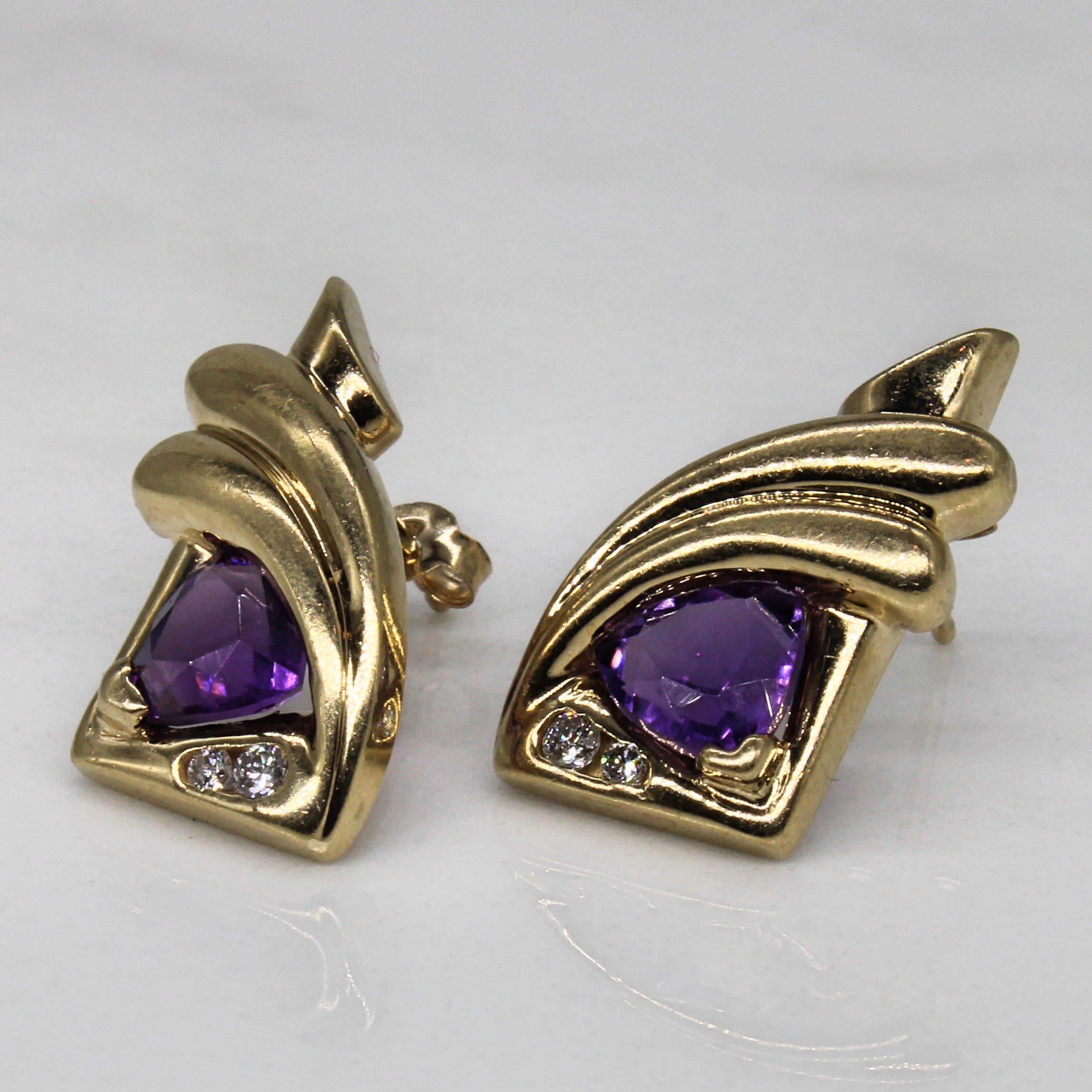 Amethyst & Diamond Earrings | 1.00ctw, 0.06ctw |