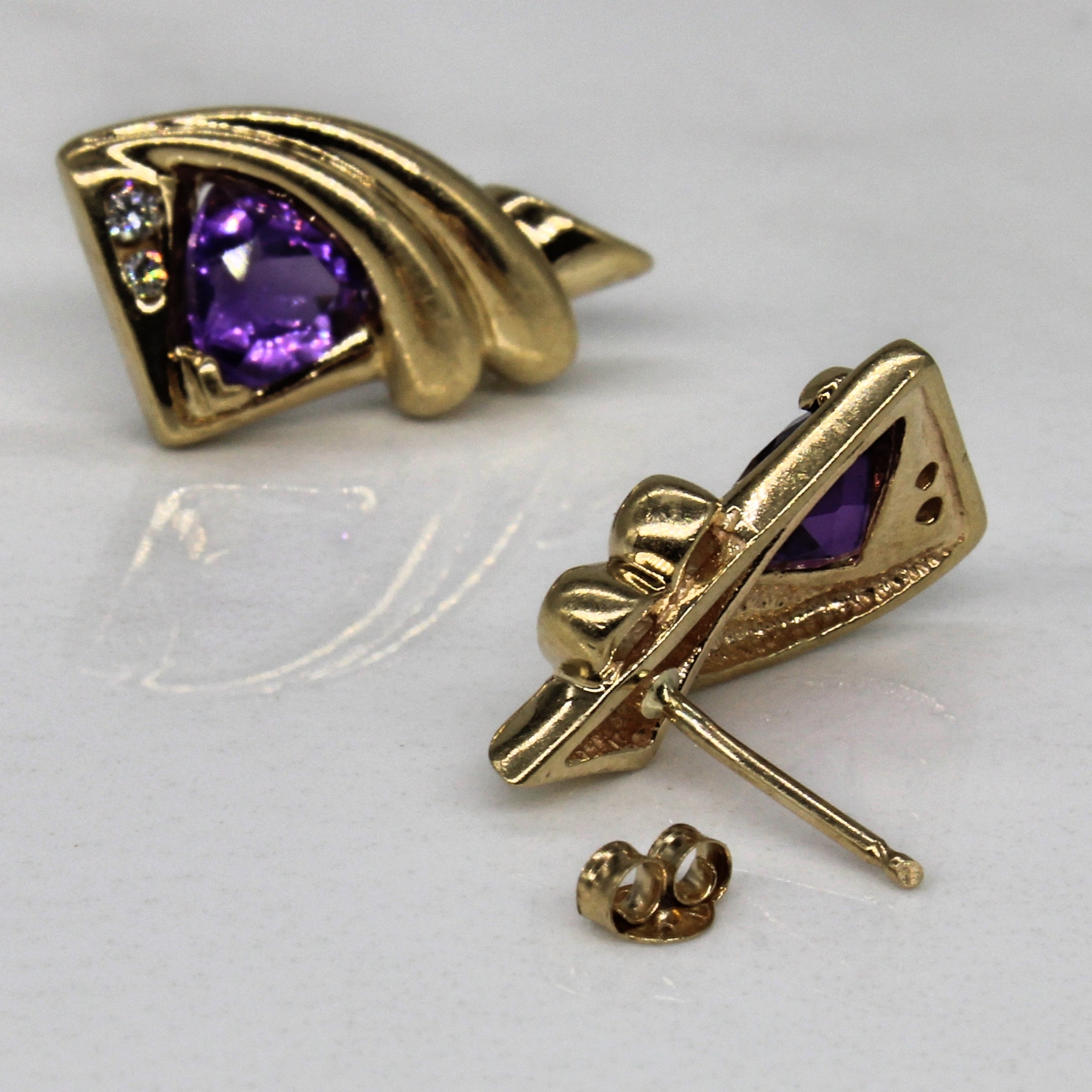 Amethyst & Diamond Earrings | 1.00ctw, 0.06ctw |