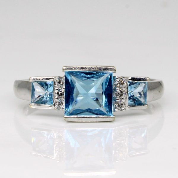 Blue Topaz & Diamond Ring | 1.25ctw, 0.03ctw | SZ 7 |
